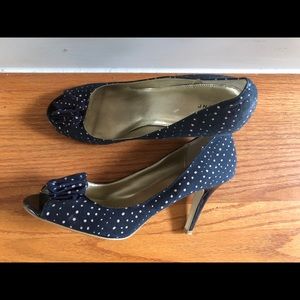 Fioni Pink and navy polka dot heels